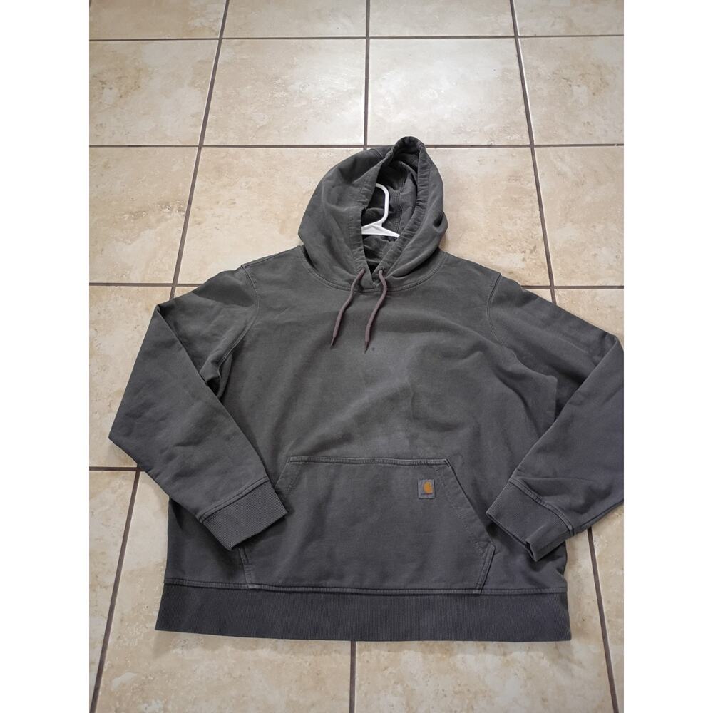 new With Tags Womens Carhartt Pullover Hoddie Jacket Gray Large Relaxed Fit